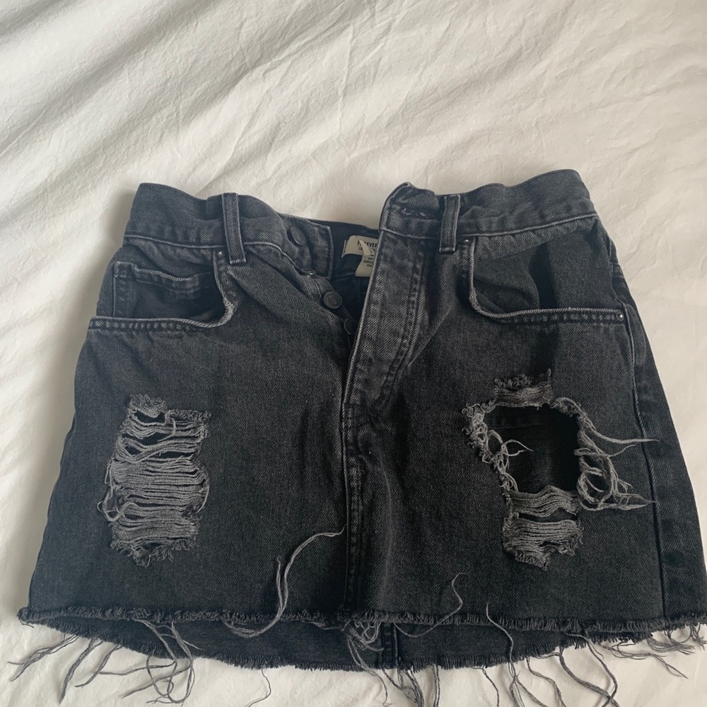 Black denim skirt